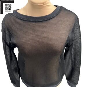 Large - EUC - Lucy - Black Mesh Long Sleeve Sweater